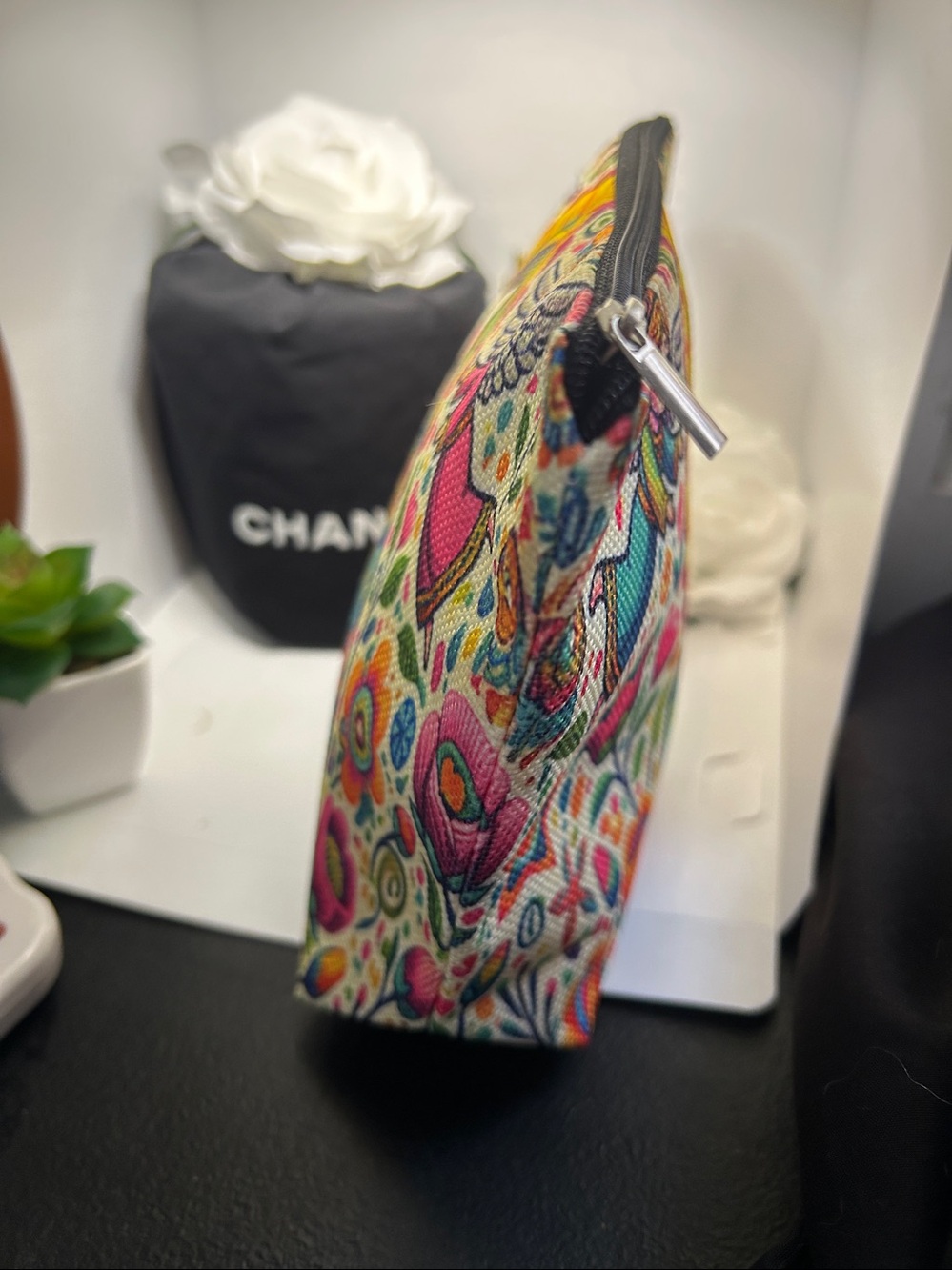 Floral Virgin Mary Canvas Zip Pouch - Multicolor - Picture 2 of 9